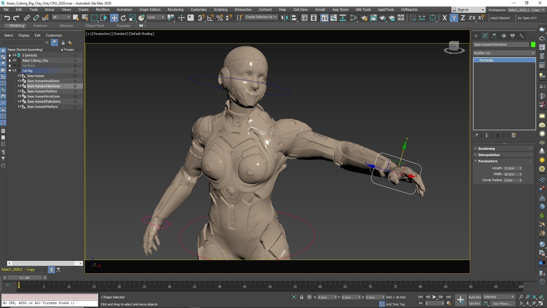 Cyborg Clay Low Poly Low-poly 3D model_35