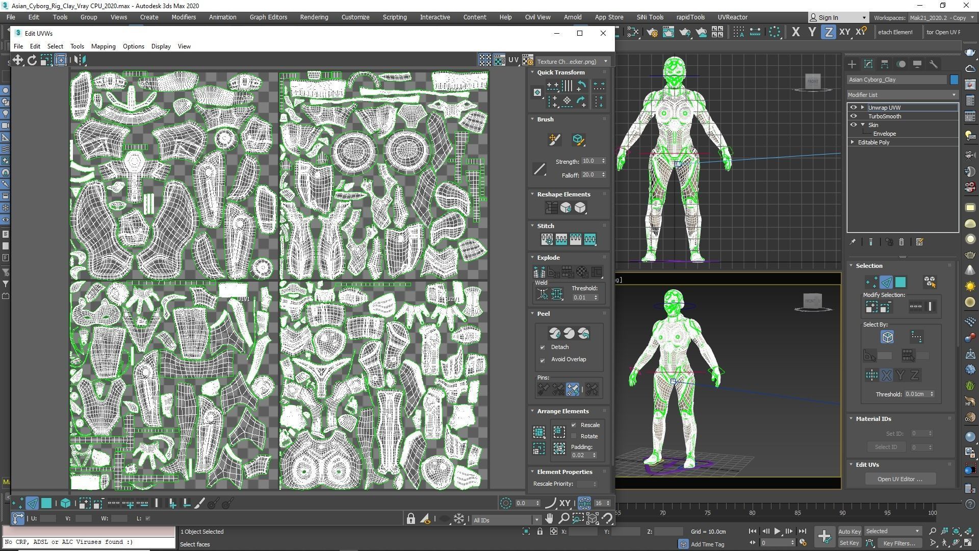 Cyborg Clay Low Poly Low-poly 3D model_53