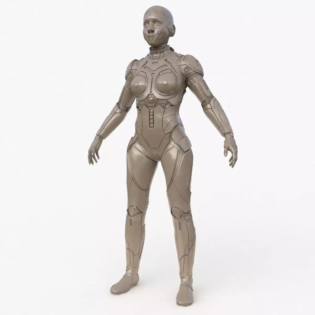 Cyborg Clay Low Poly Low-poly 3D model_0