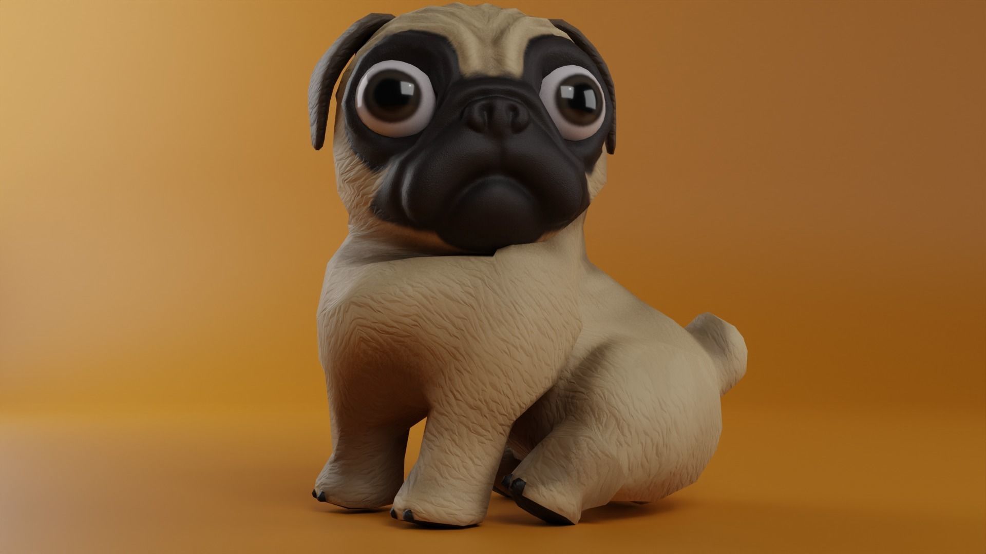 Cartoon Pug  Low-poly 3D model_4