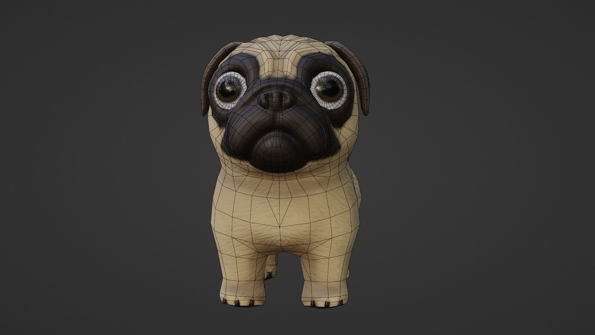 Cartoon Pug  Low-poly 3D model_6