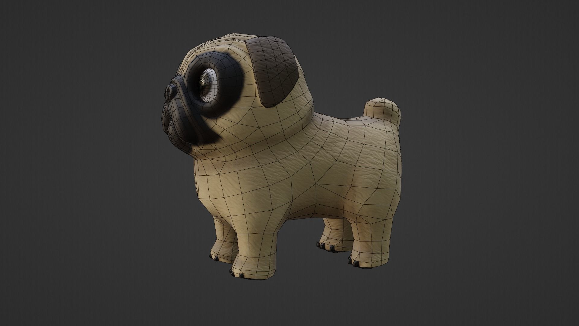 Cartoon Pug  Low-poly 3D model_5