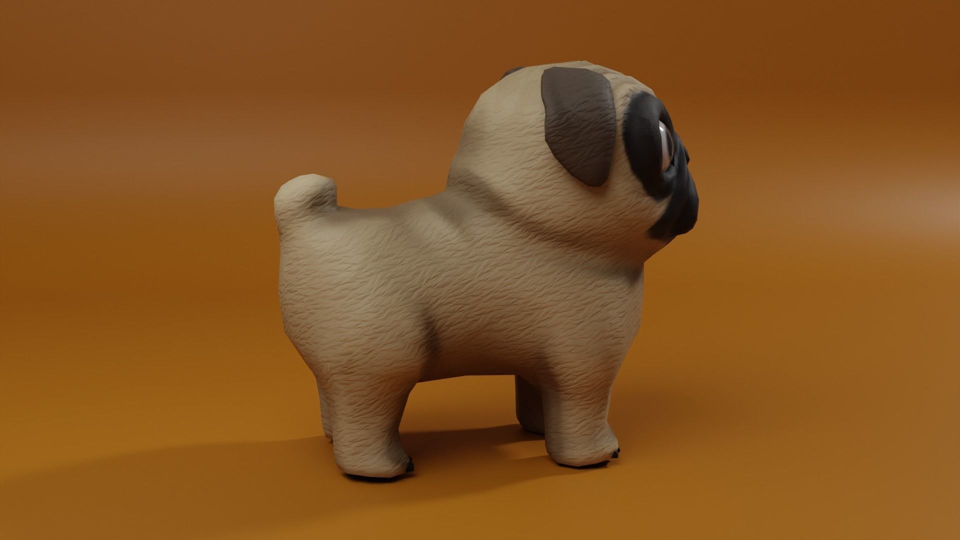 Cartoon Pug  Low-poly 3D model_3