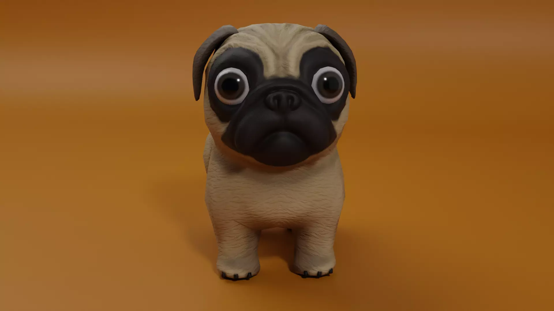 Cartoon Pug  Low-poly 3D model_0