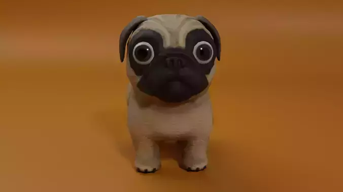 Cartoon Pug  Low-poly 3D model