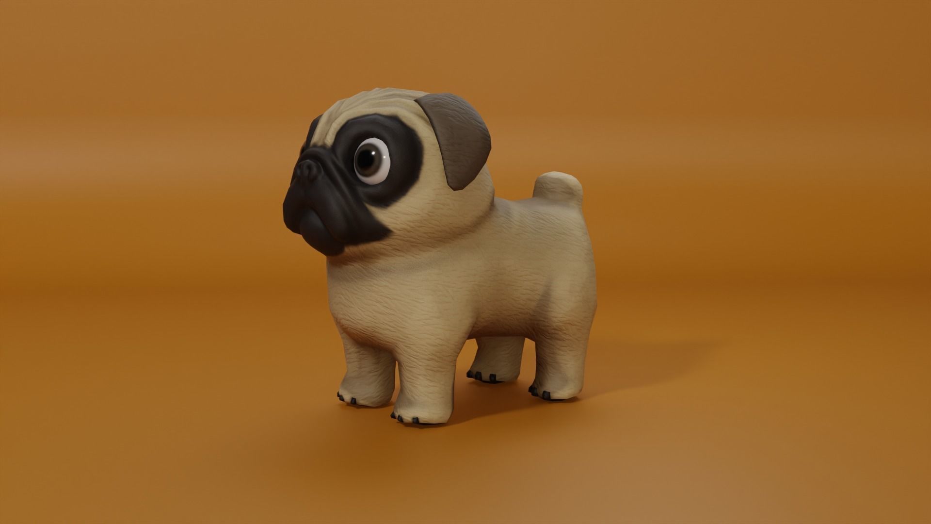 Cartoon Pug  Low-poly 3D model_2