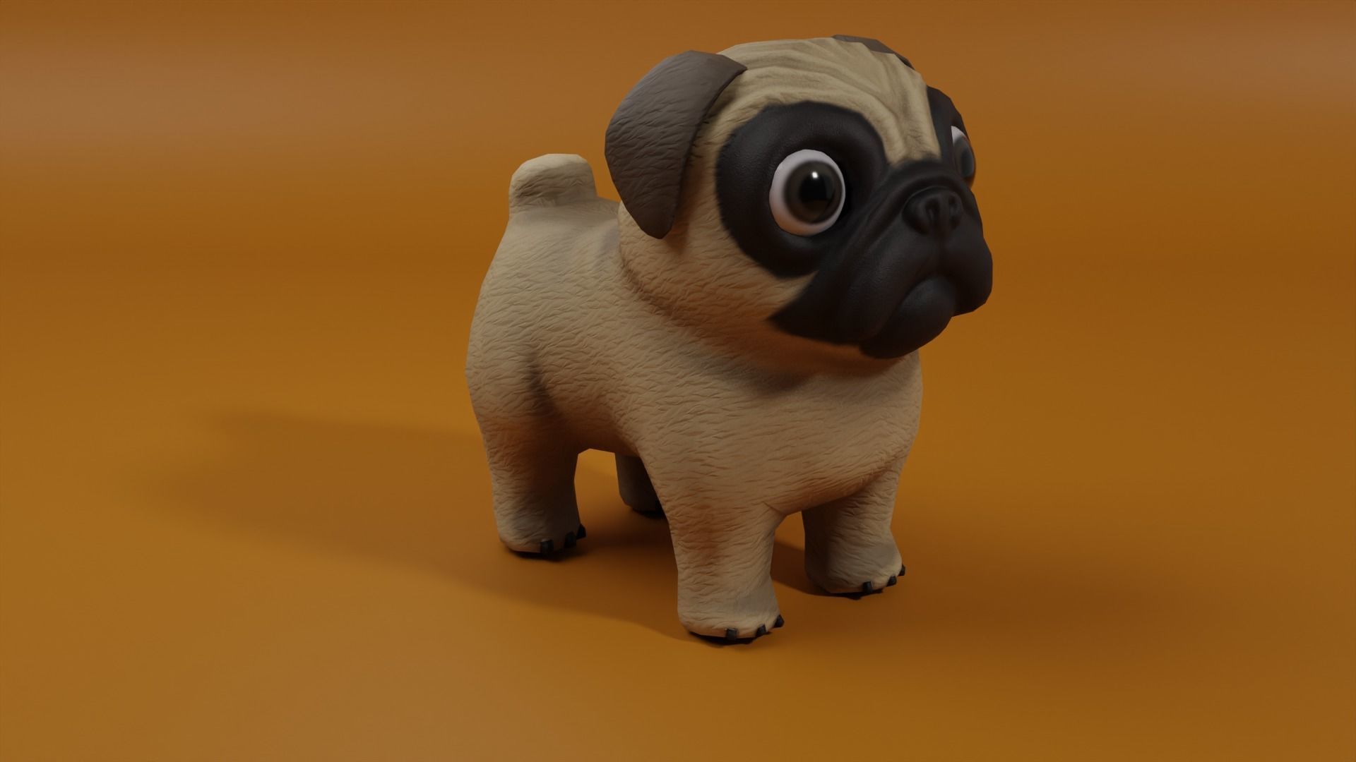 Cartoon Pug  Low-poly 3D model_1