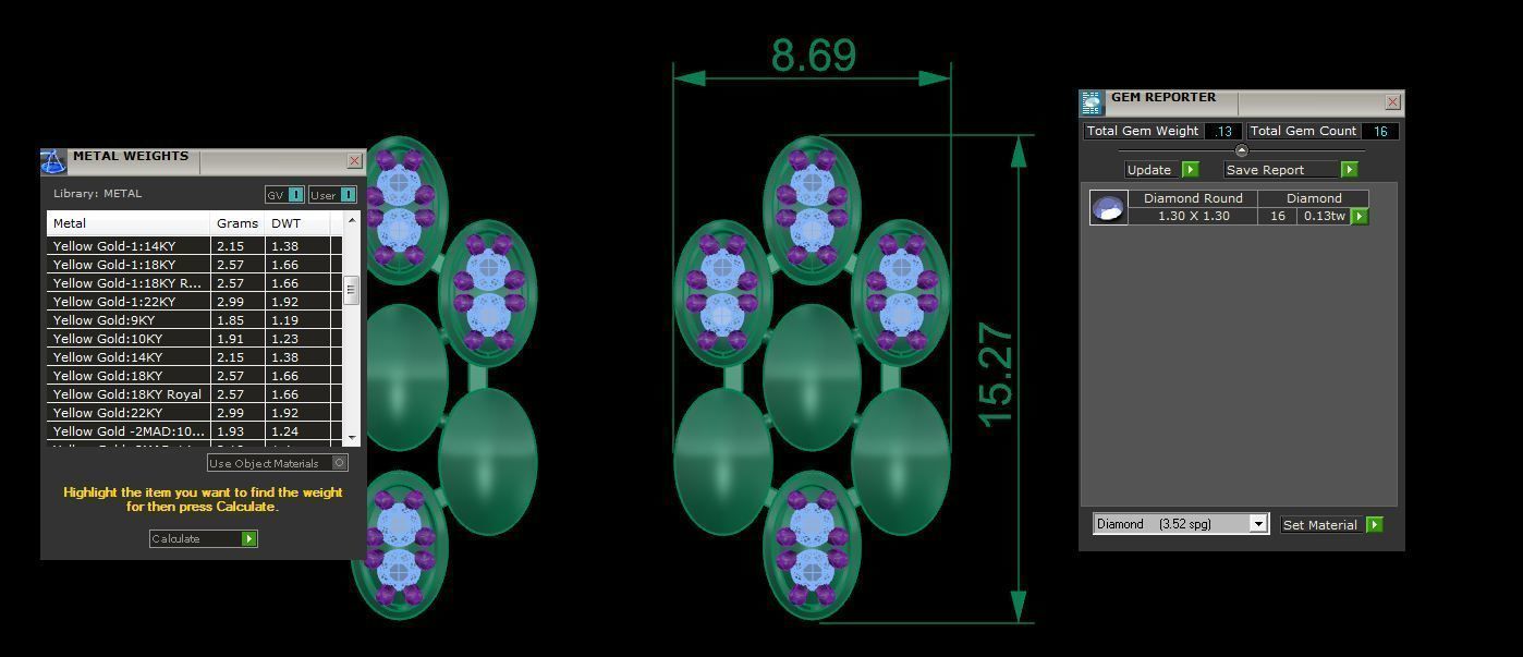 High Jewelry Pendant Earrings Set 3dm stl obj mtl gltf glb  3D print model_4