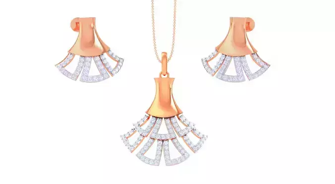 High Jewelry Pendant Earrings Set 3dm stl obj mtl gltf glb 