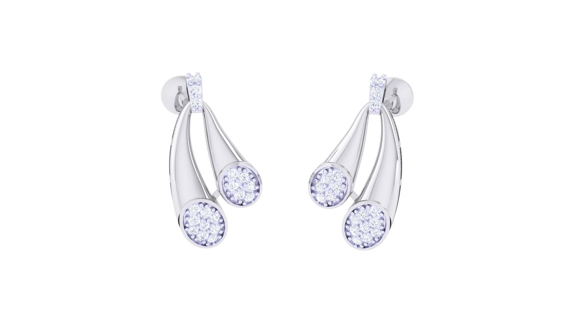 Dual Loop High Jewelry Pendant Earrings Set 3dm stl obj mtl  3D print model_3