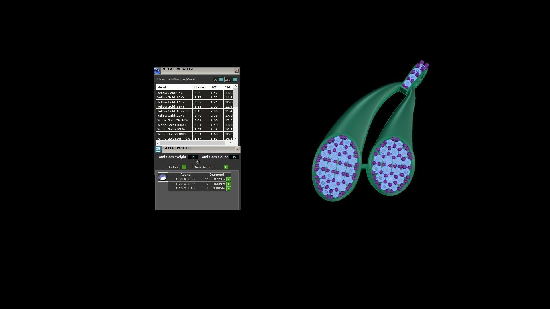 Dual Loop High Jewelry Pendant Earrings Set 3dm stl obj mtl  3D print model_5