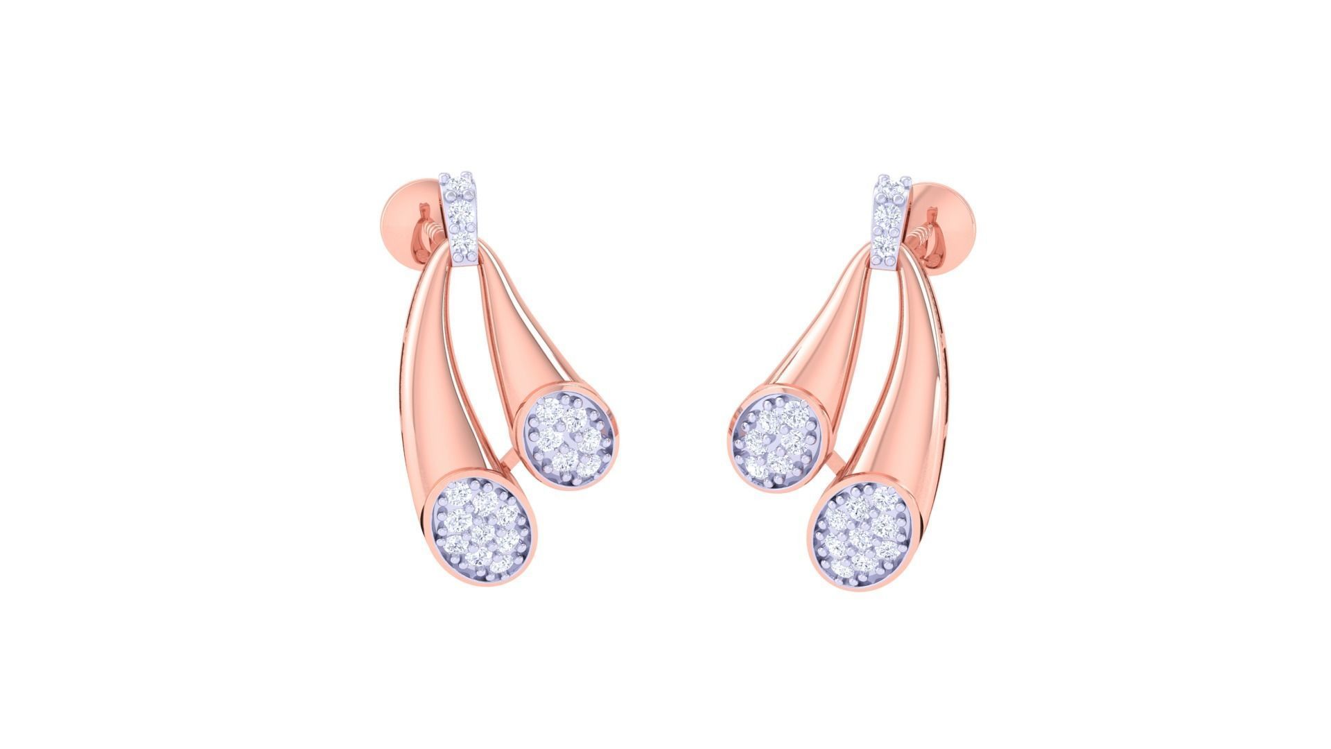 Dual Loop High Jewelry Pendant Earrings Set 3dm stl obj mtl  3D print model_2