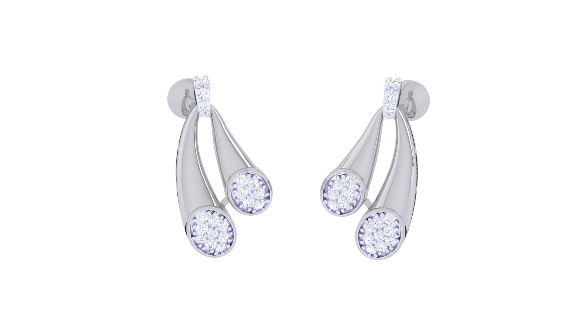 Dual Loop High Jewelry Pendant Earrings Set 3dm stl obj mtl  3D print model_7