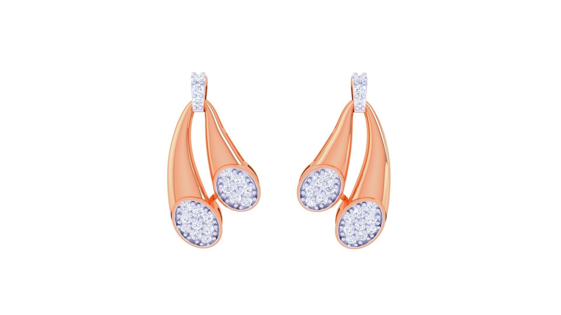 Dual Loop High Jewelry Pendant Earrings Set 3dm stl obj mtl  3D print model_11