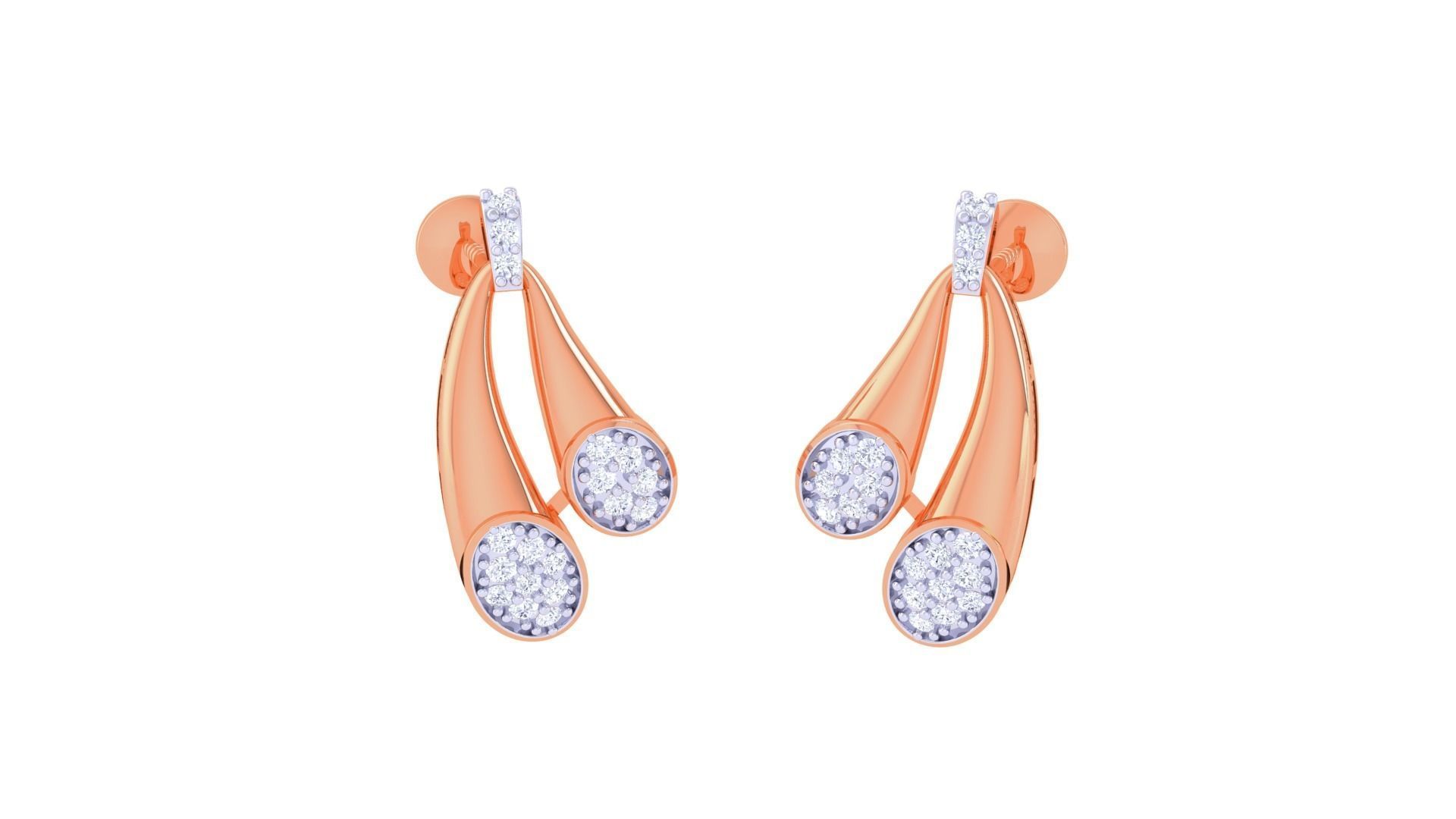 Dual Loop High Jewelry Pendant Earrings Set 3dm stl obj mtl  3D print model_1