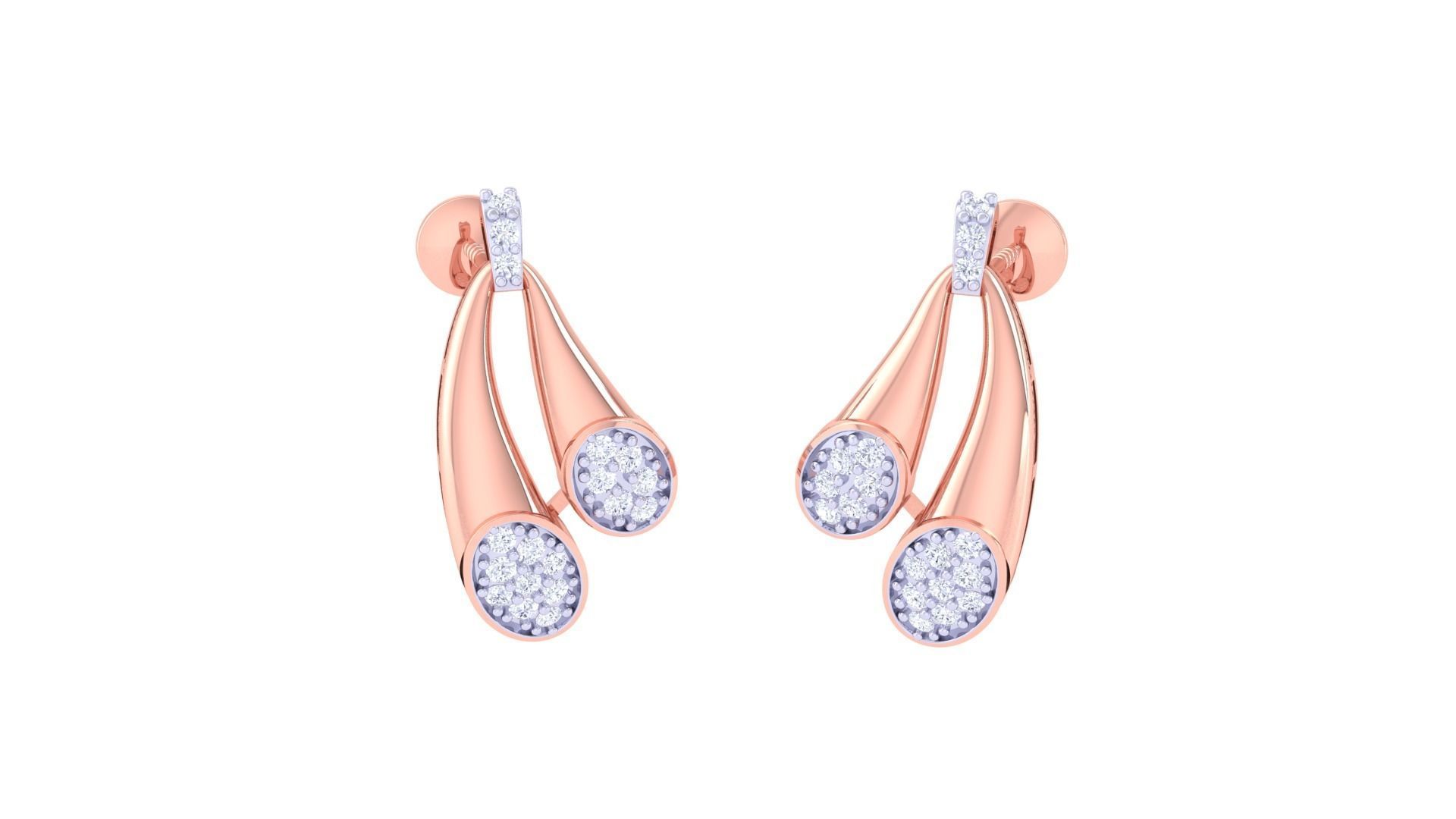 Dual Loop High Jewelry Pendant Earrings Set 3dm stl obj mtl  3D print model_6