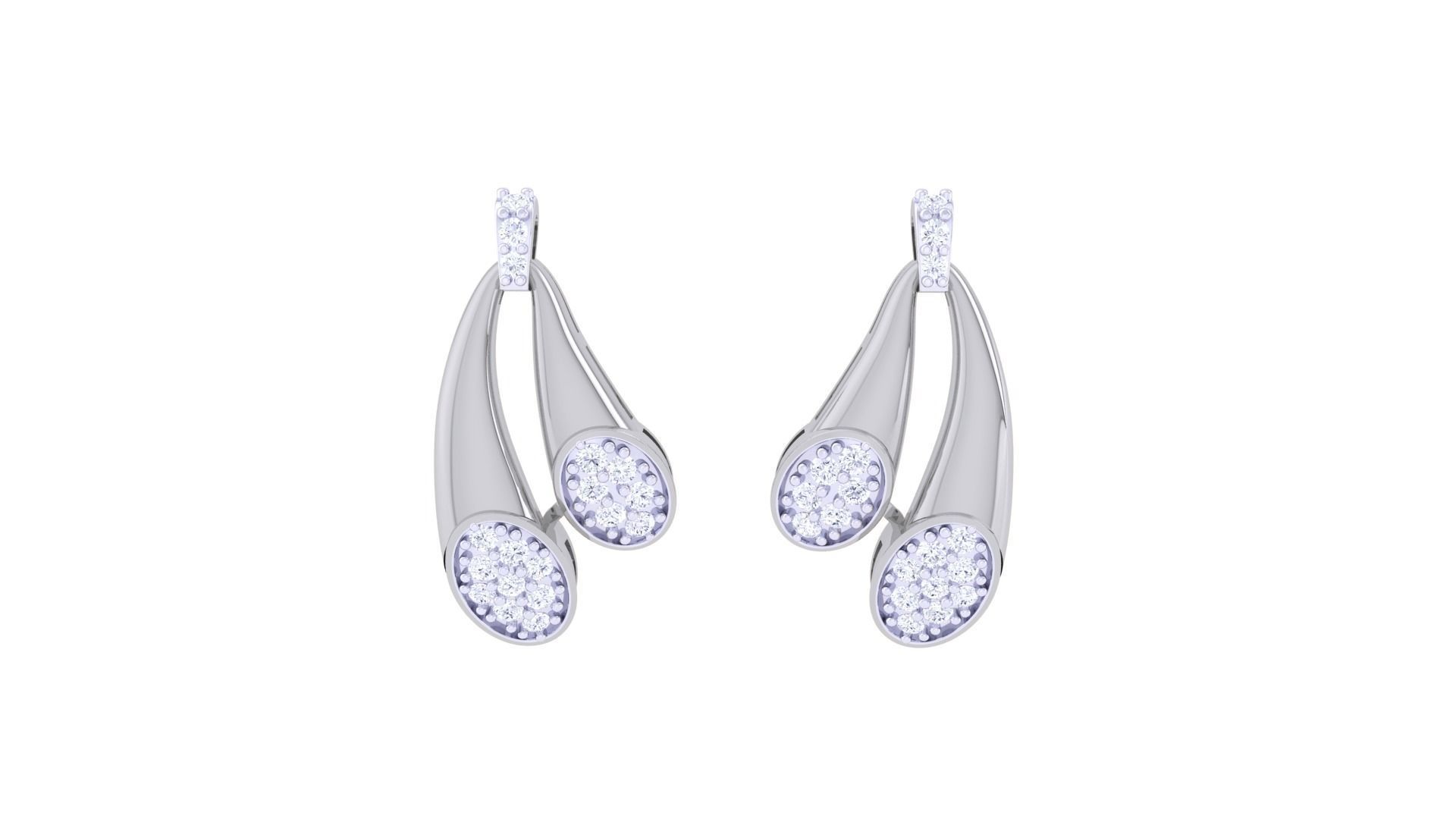 Dual Loop High Jewelry Pendant Earrings Set 3dm stl obj mtl  3D print model_10