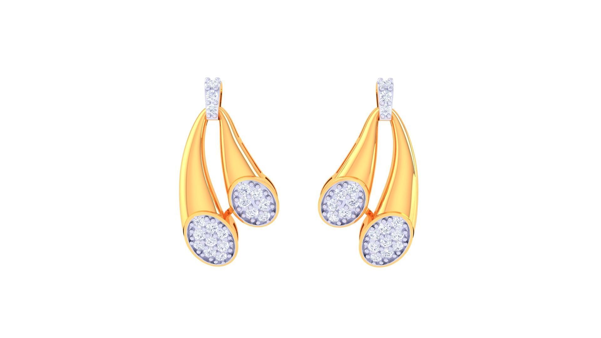 Dual Loop High Jewelry Pendant Earrings Set 3dm stl obj mtl  3D print model_9