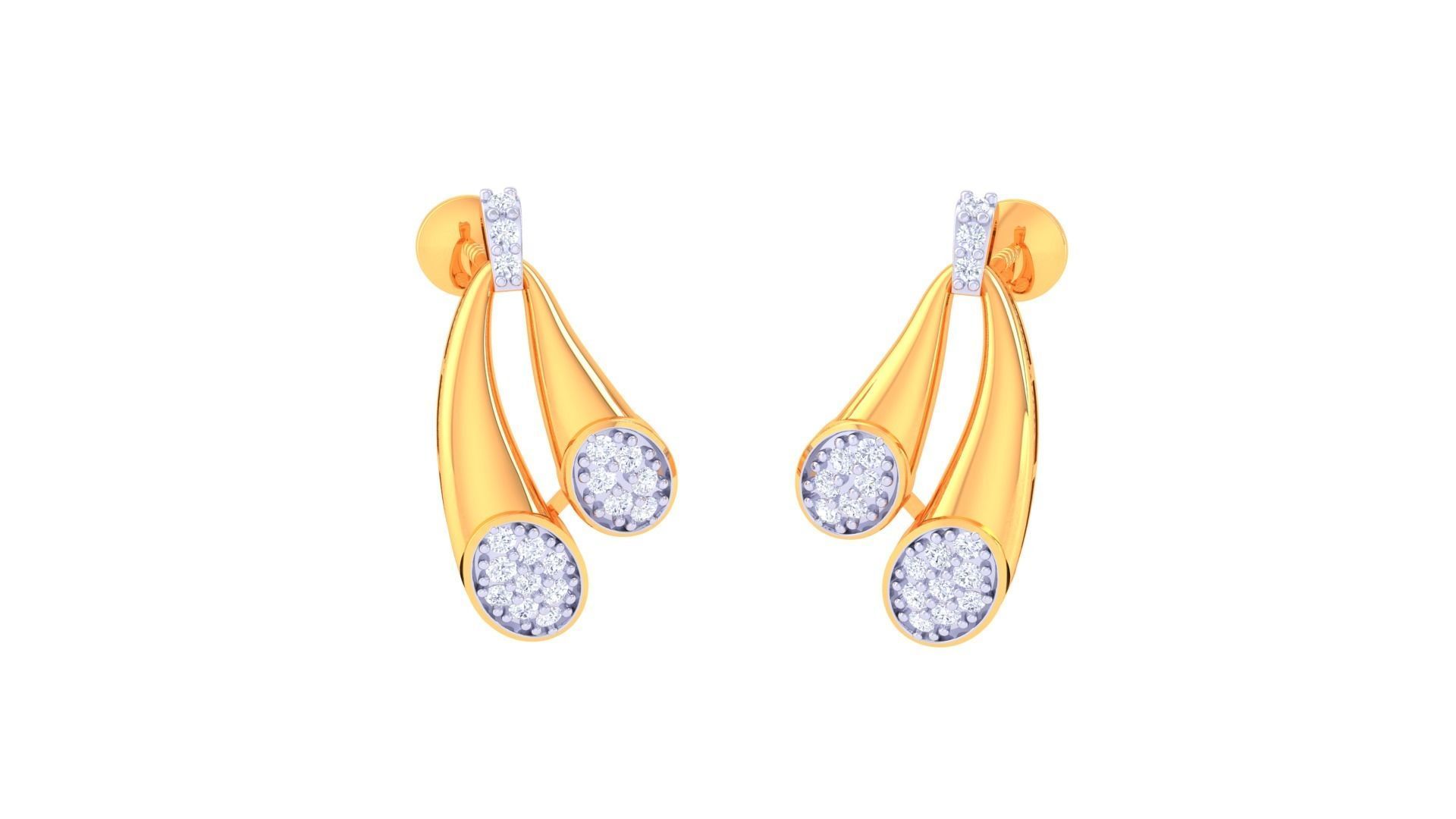 Dual Loop High Jewelry Pendant Earrings Set 3dm stl obj mtl  3D print model_8