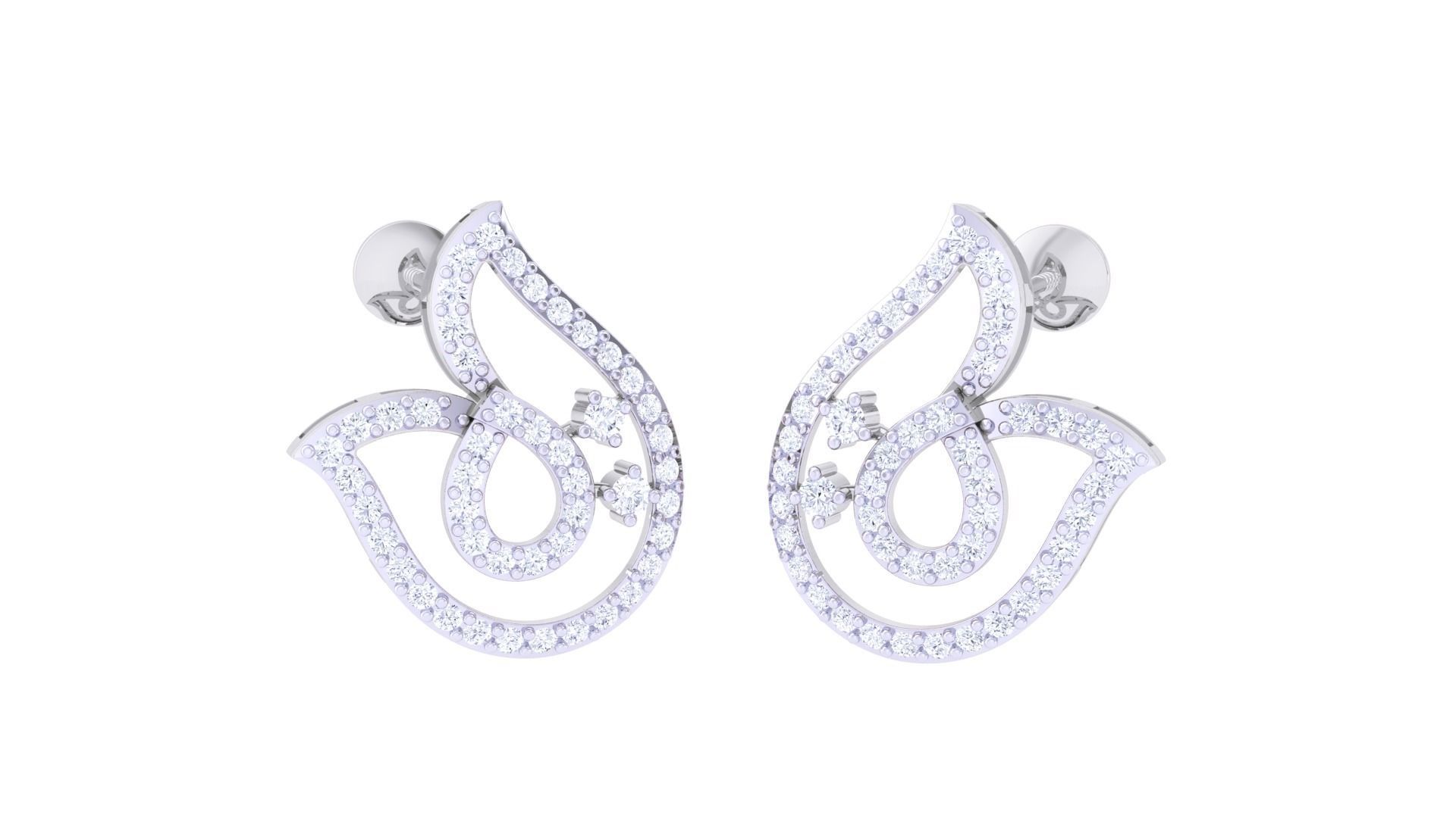 Flower High Jewelry Pendant Earrings Set 3dm stl obj mtl gltf 3D print model_4