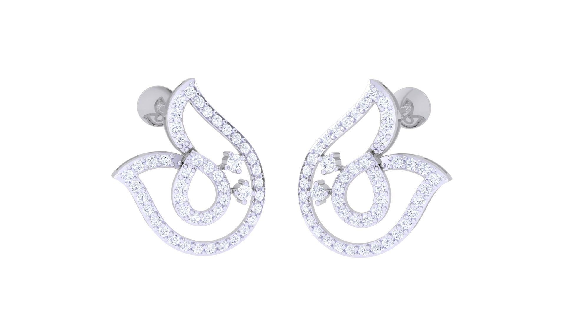 Flower High Jewelry Pendant Earrings Set 3dm stl obj mtl gltf 3D print model_8