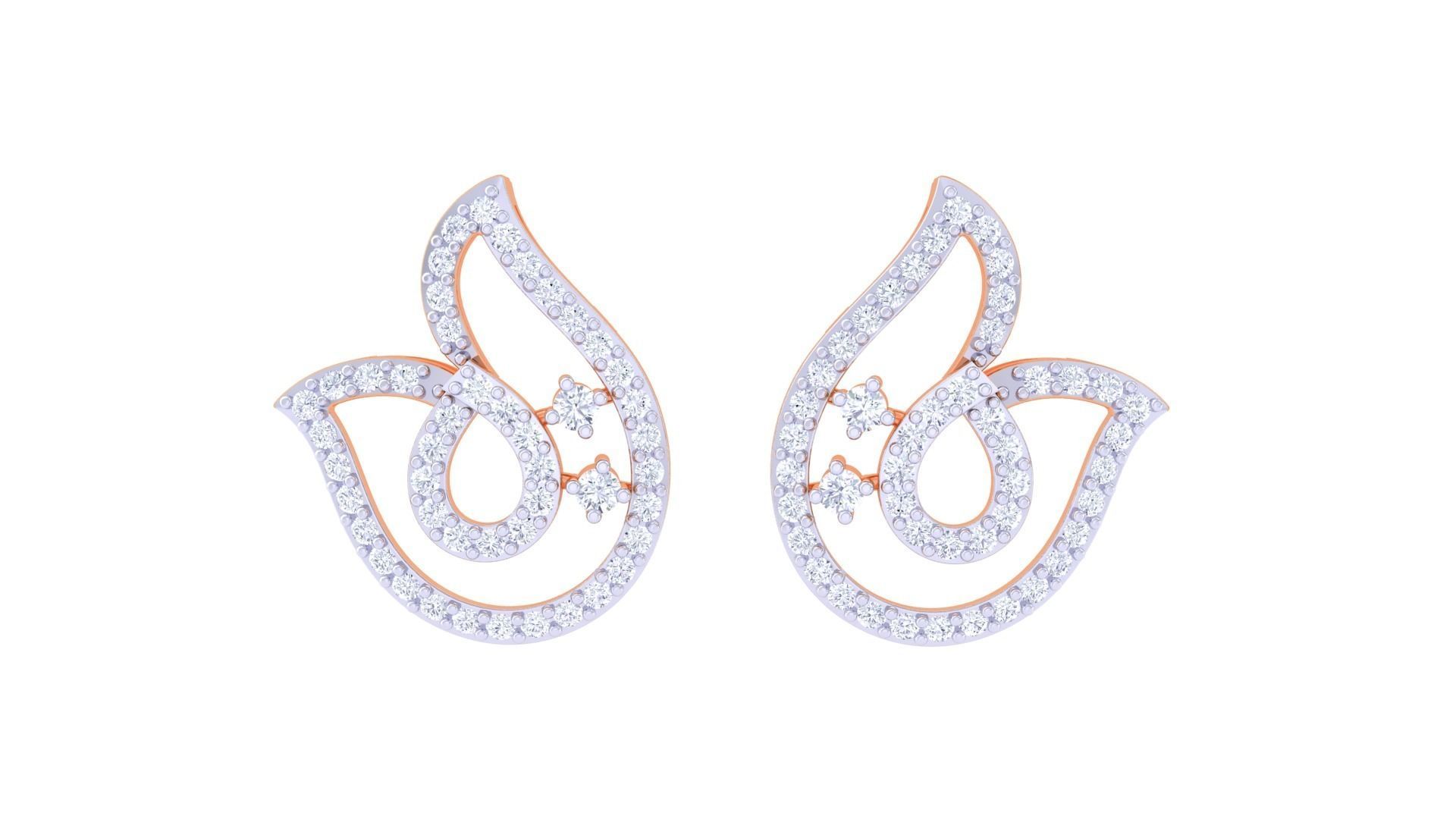 Flower High Jewelry Pendant Earrings Set 3dm stl obj mtl gltf 3D print model_10