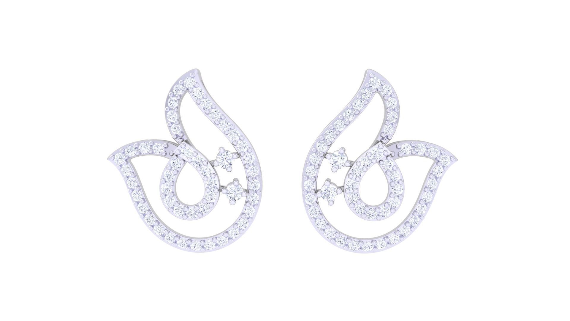 Flower High Jewelry Pendant Earrings Set 3dm stl obj mtl gltf 3D print model_11