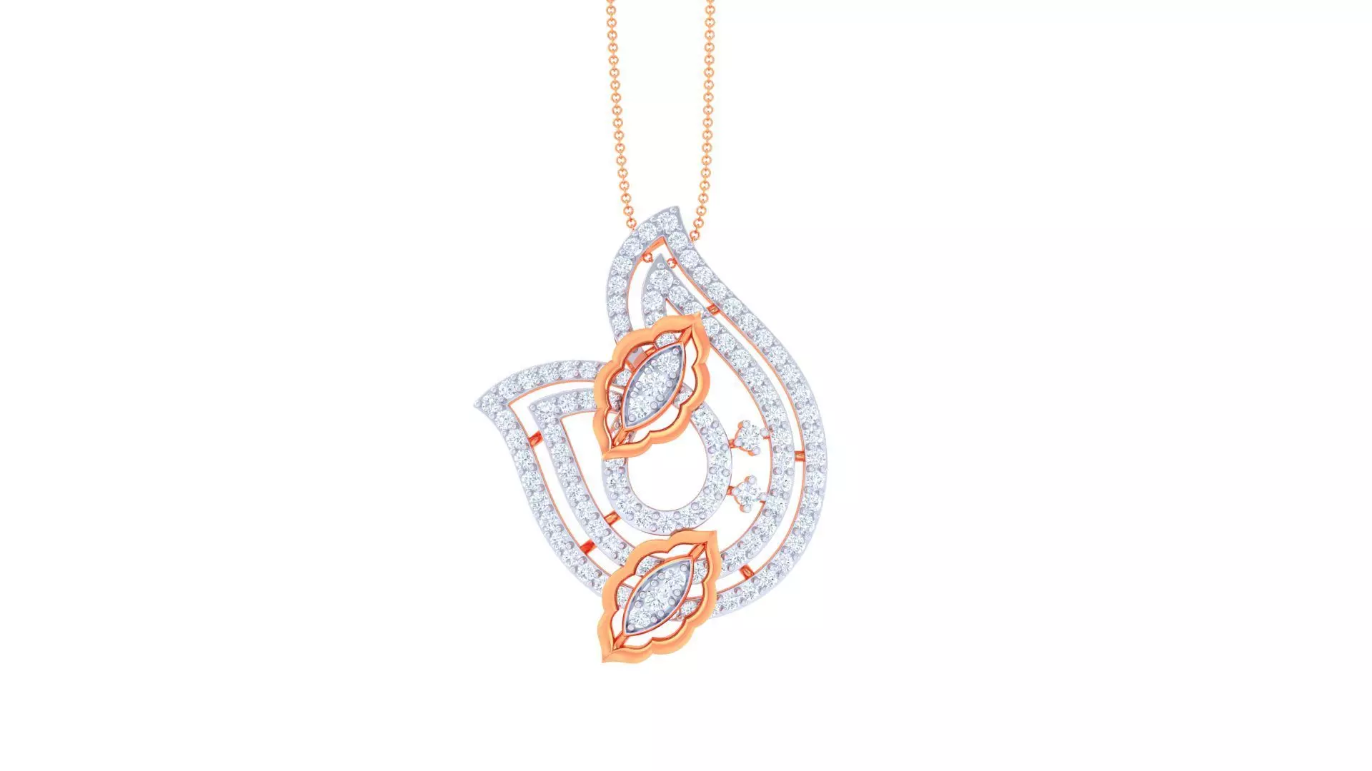 Flower High Jewelry Pendant Earrings Set 3dm stl obj mtl gltf 3D print model_0