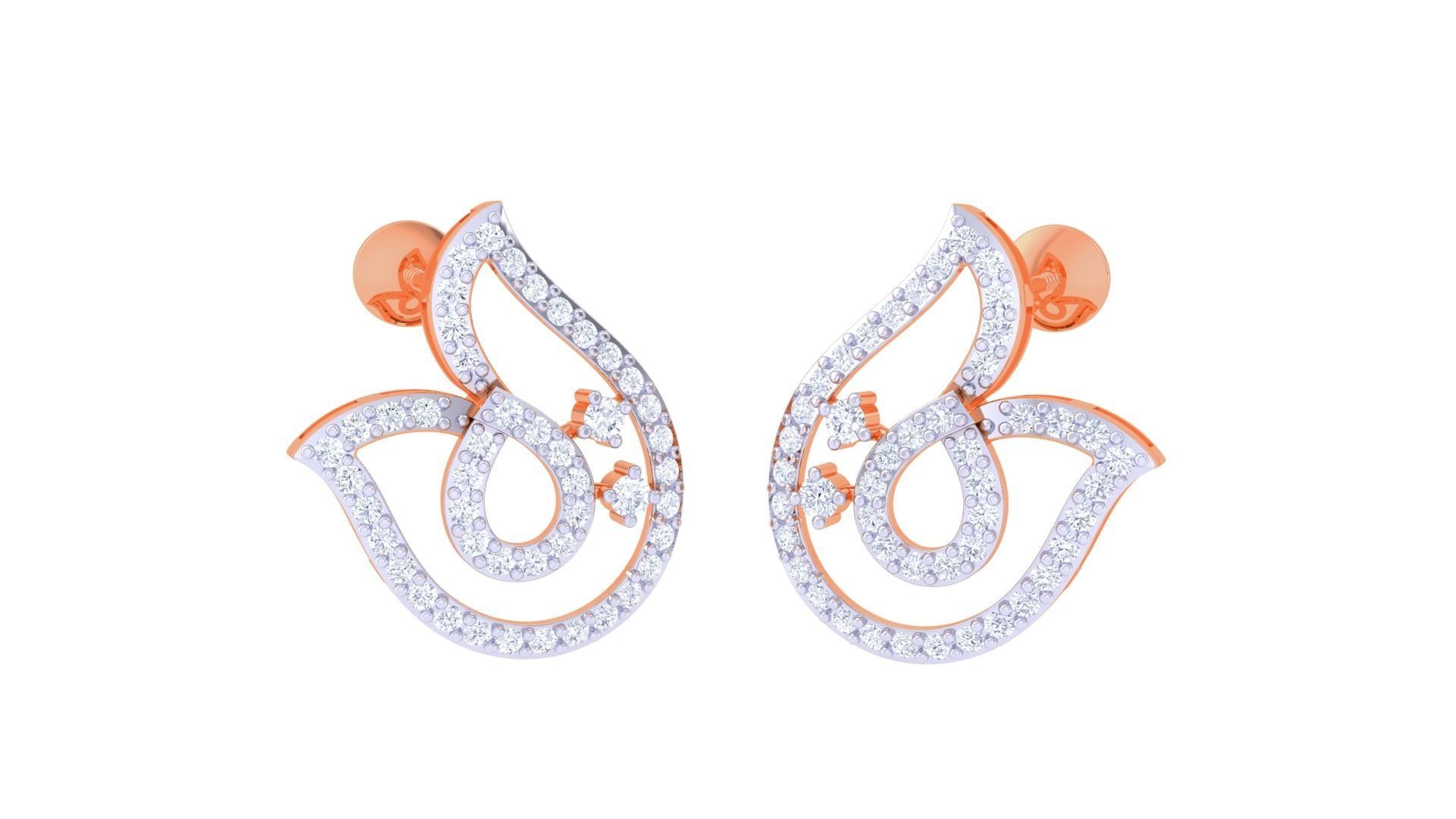 Flower High Jewelry Pendant Earrings Set 3dm stl obj mtl gltf 3D print model_1