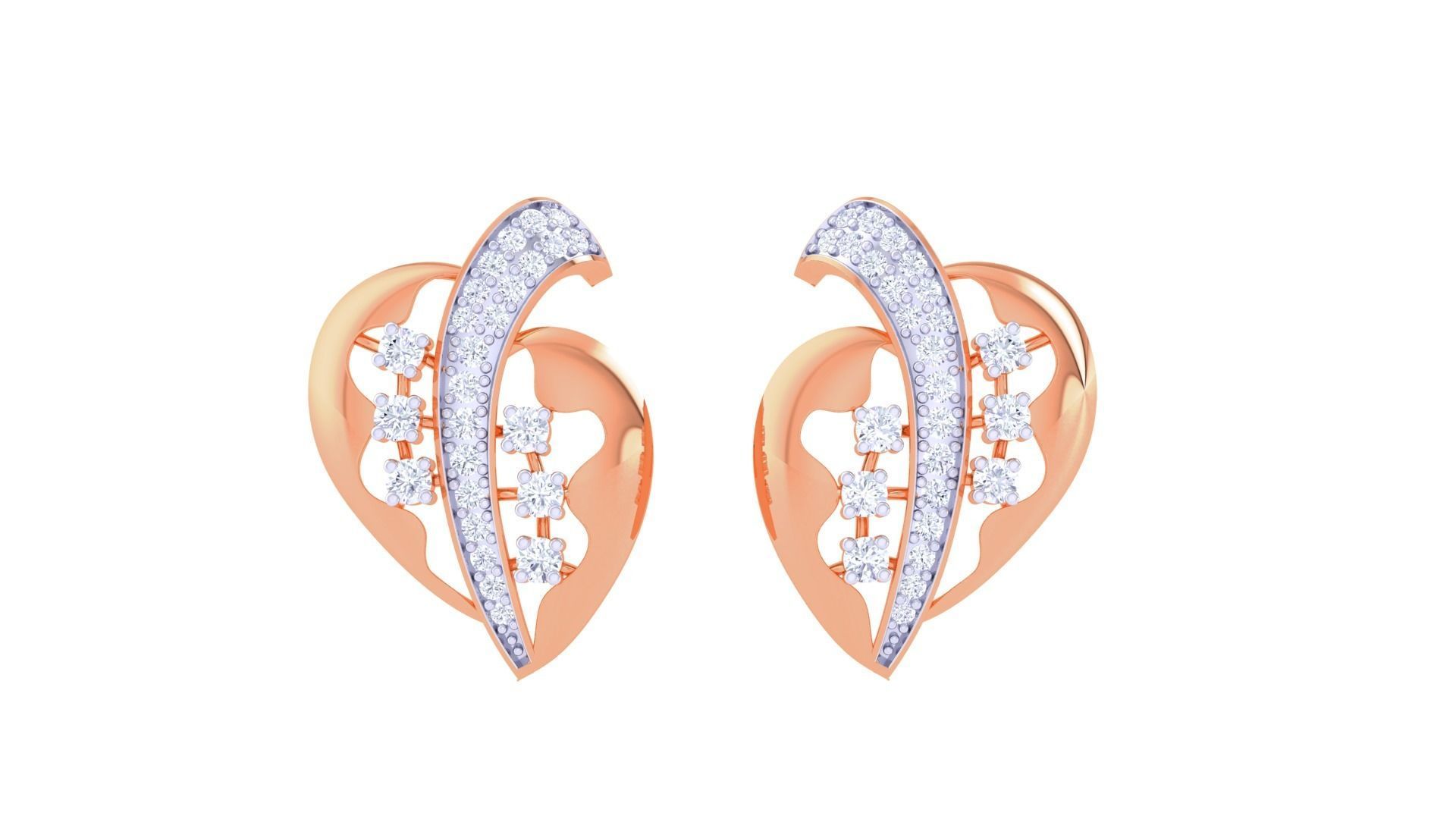 Heart Diamond Mesh High Jewelry Pendant Earrings Set 3dm stl obj 3D print model_9