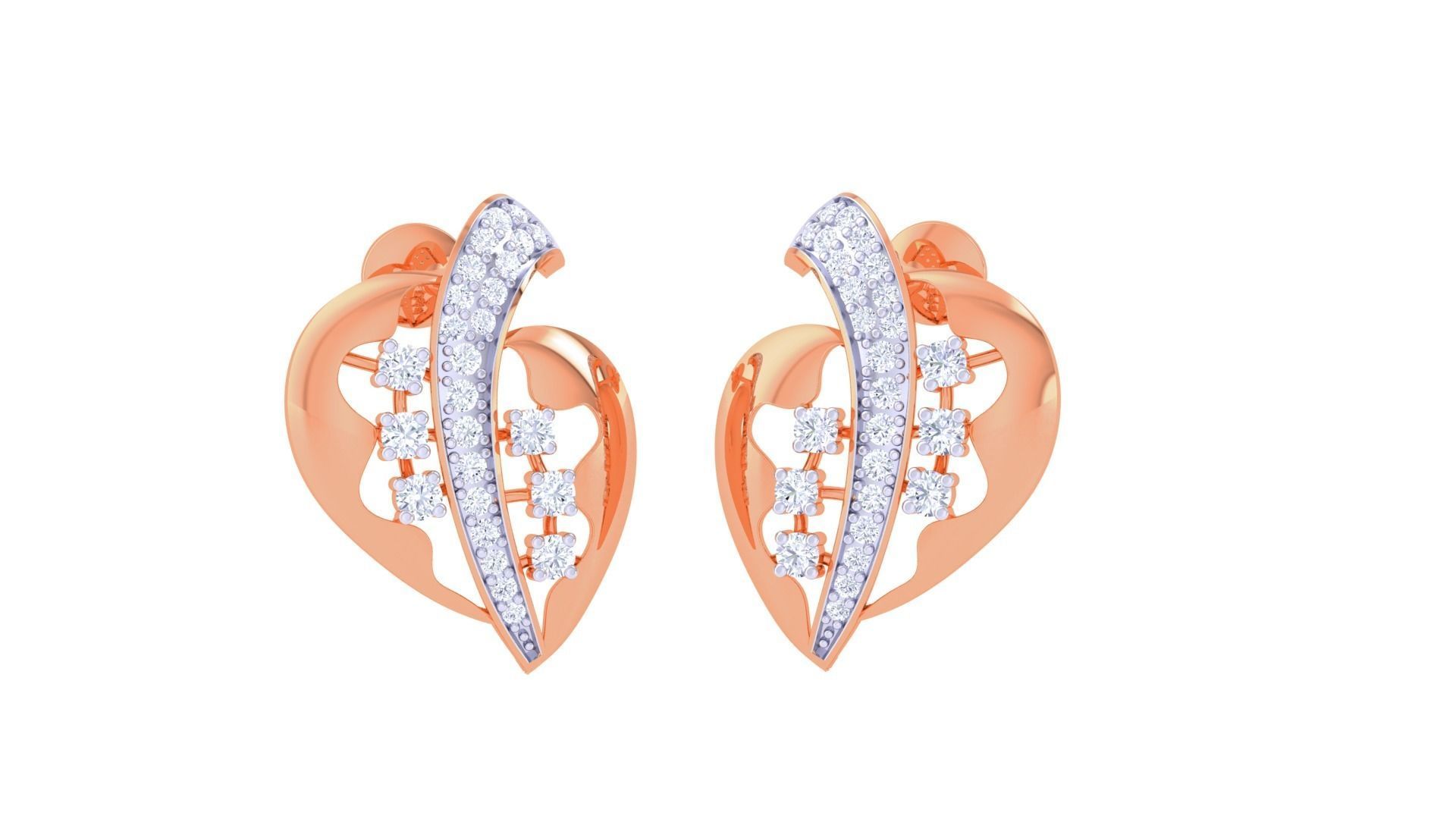 Heart Diamond Mesh High Jewelry Pendant Earrings Set 3dm stl obj 3D print model_1