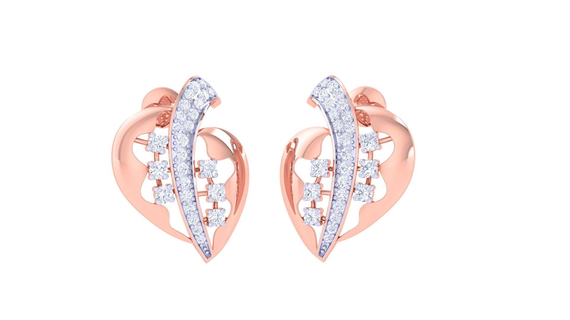 Heart Diamond Mesh High Jewelry Pendant Earrings Set 3dm stl obj 3D print model_2