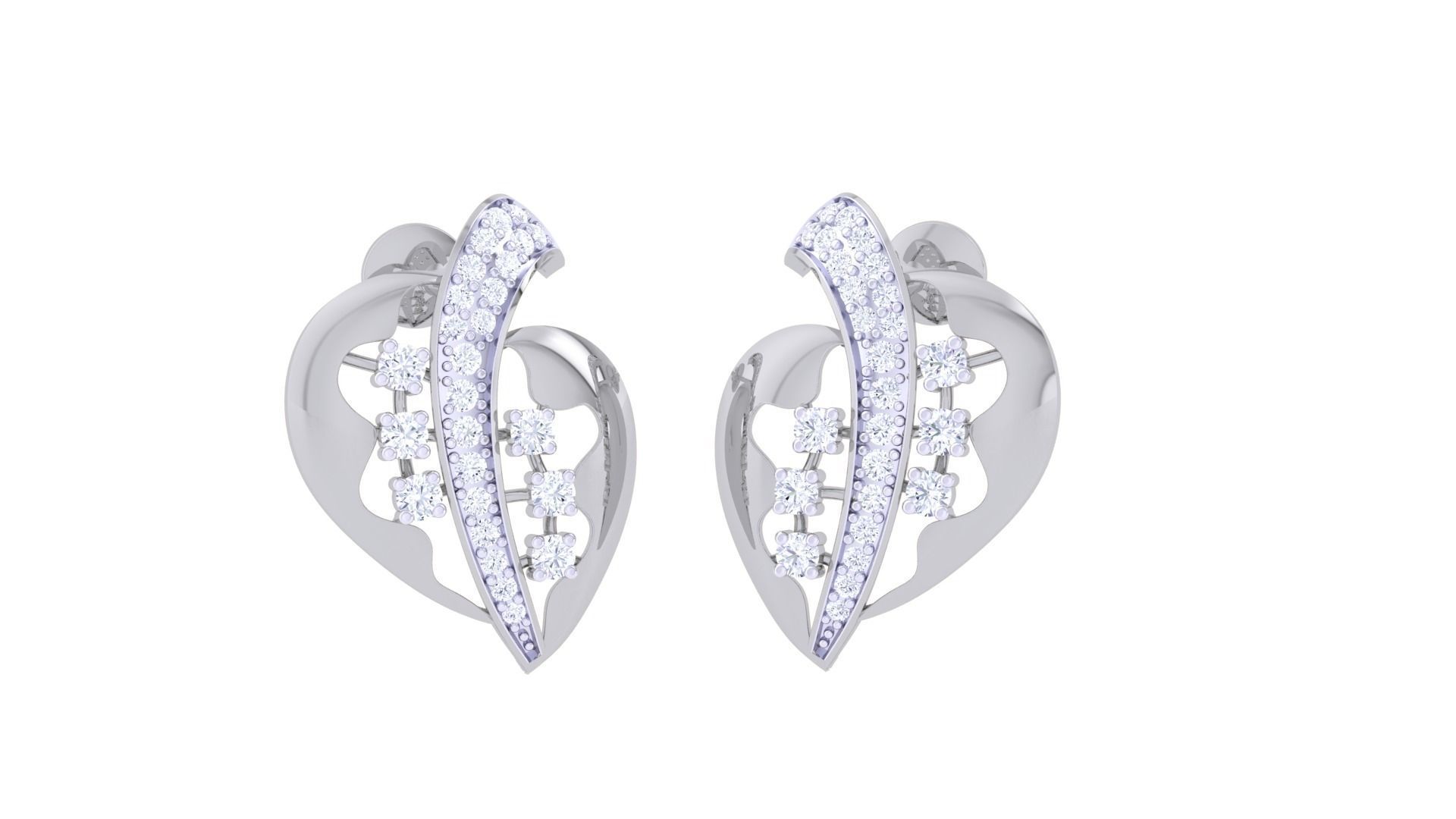 Heart Diamond Mesh High Jewelry Pendant Earrings Set 3dm stl obj 3D print model_7