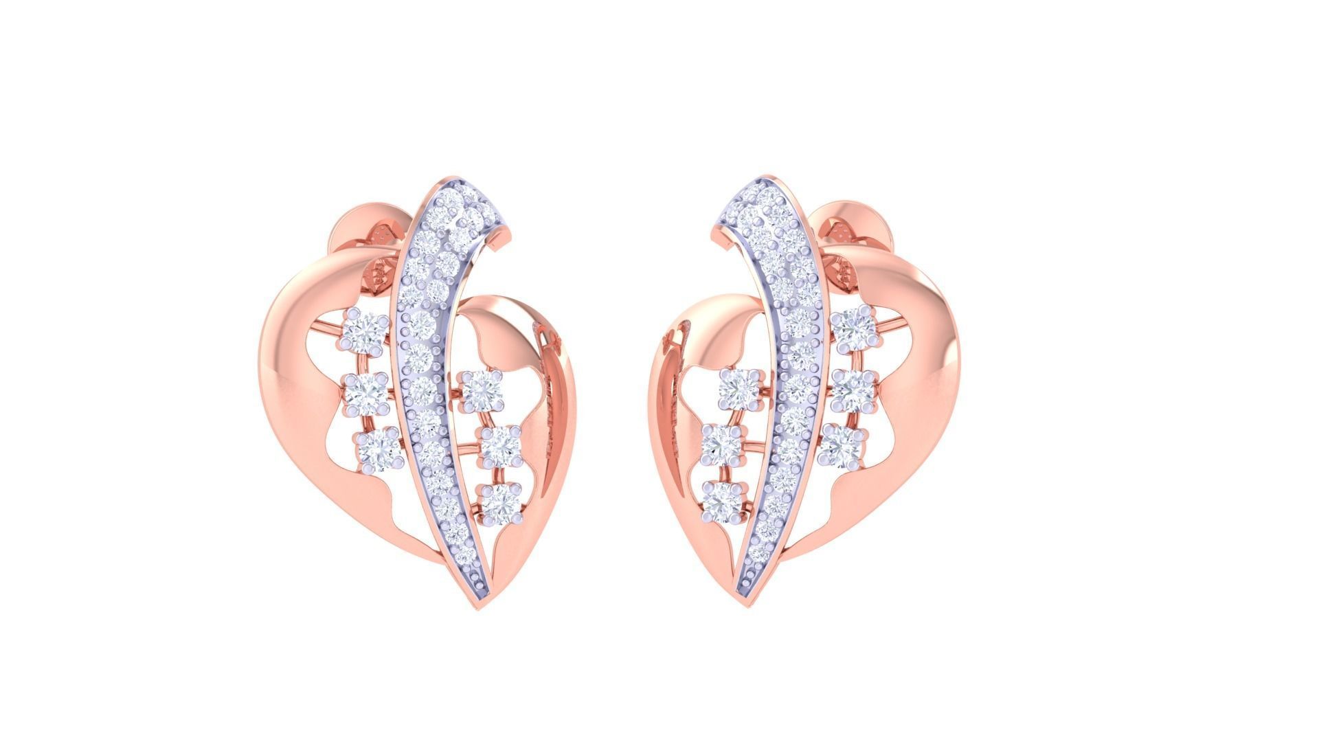 Heart Diamond Mesh High Jewelry Pendant Earrings Set 3dm stl obj 3D print model_3