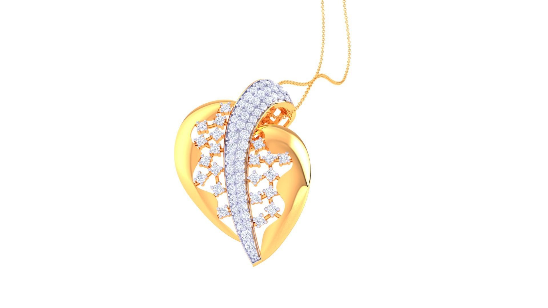 Heart Diamond Mesh High Jewelry Pendant Earrings Set 3dm stl obj 3D print model_16