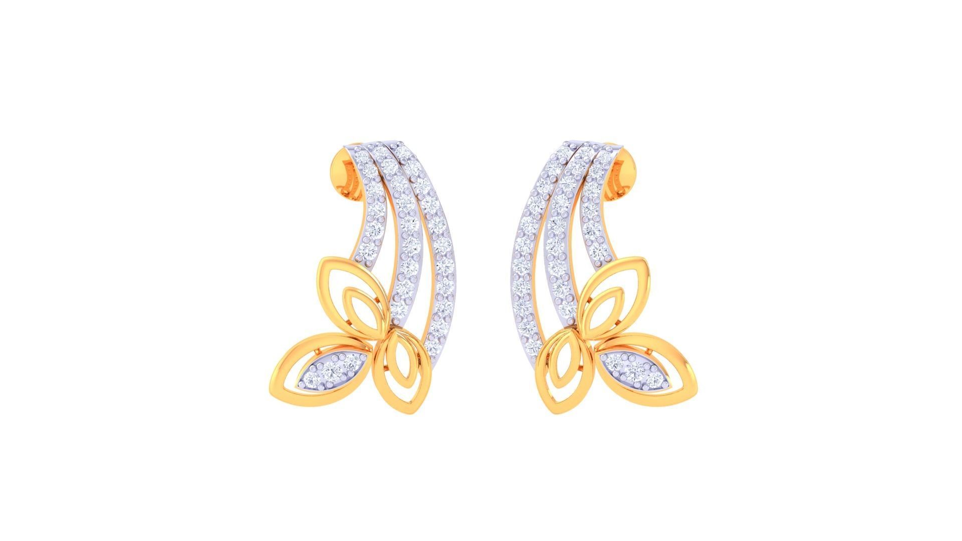 Leaf High Jewelry Pendant Earrings Set 3dm stl obj mtl gltf glb 3D print model_7