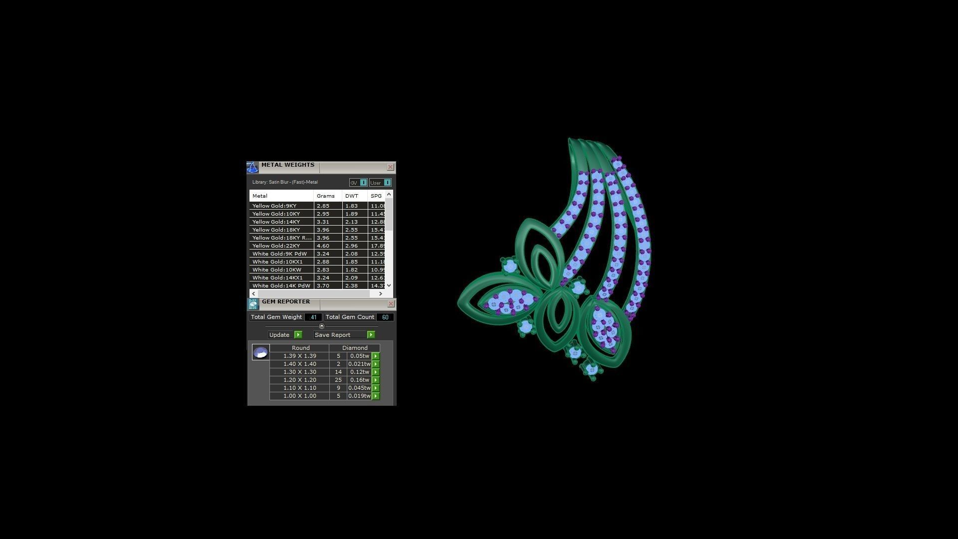 Leaf High Jewelry Pendant Earrings Set 3dm stl obj mtl gltf glb 3D print model_5