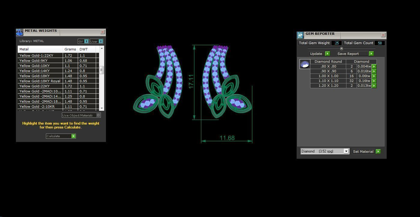 Leaf High Jewelry Pendant Earrings Set 3dm stl obj mtl gltf glb 3D print model_3