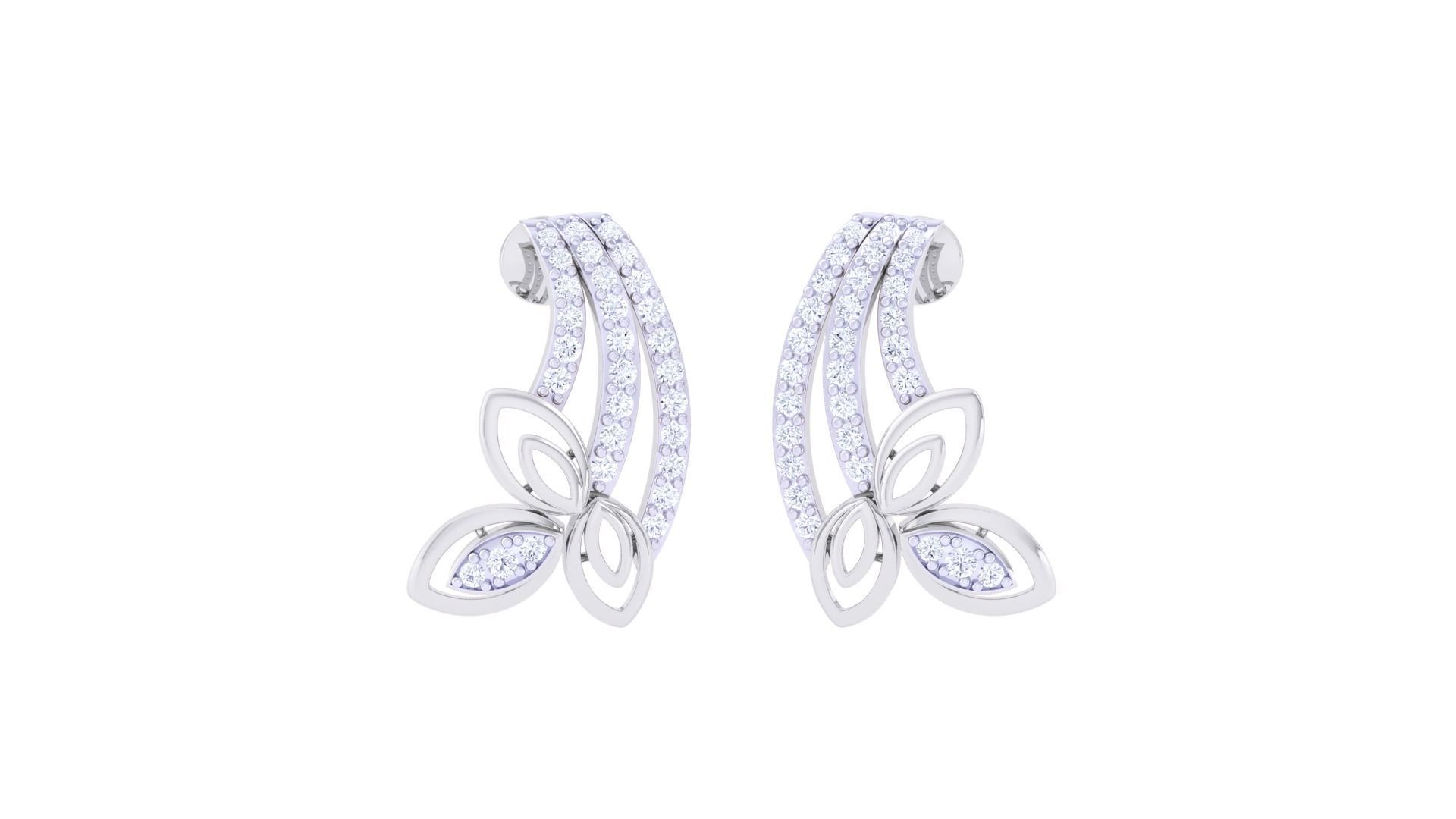 Leaf High Jewelry Pendant Earrings Set 3dm stl obj mtl gltf glb 3D print model_2