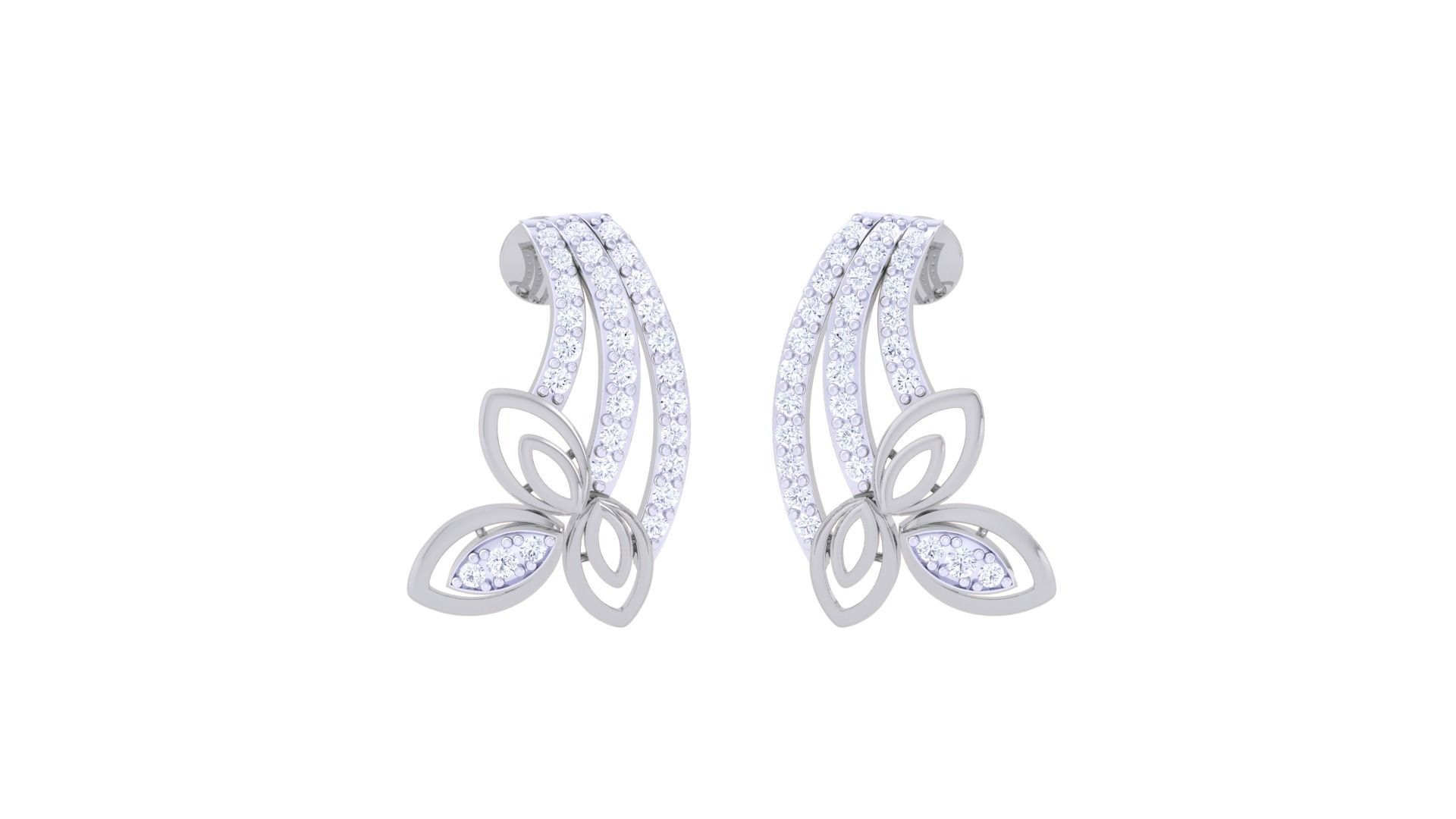 Leaf High Jewelry Pendant Earrings Set 3dm stl obj mtl gltf glb 3D print model_8