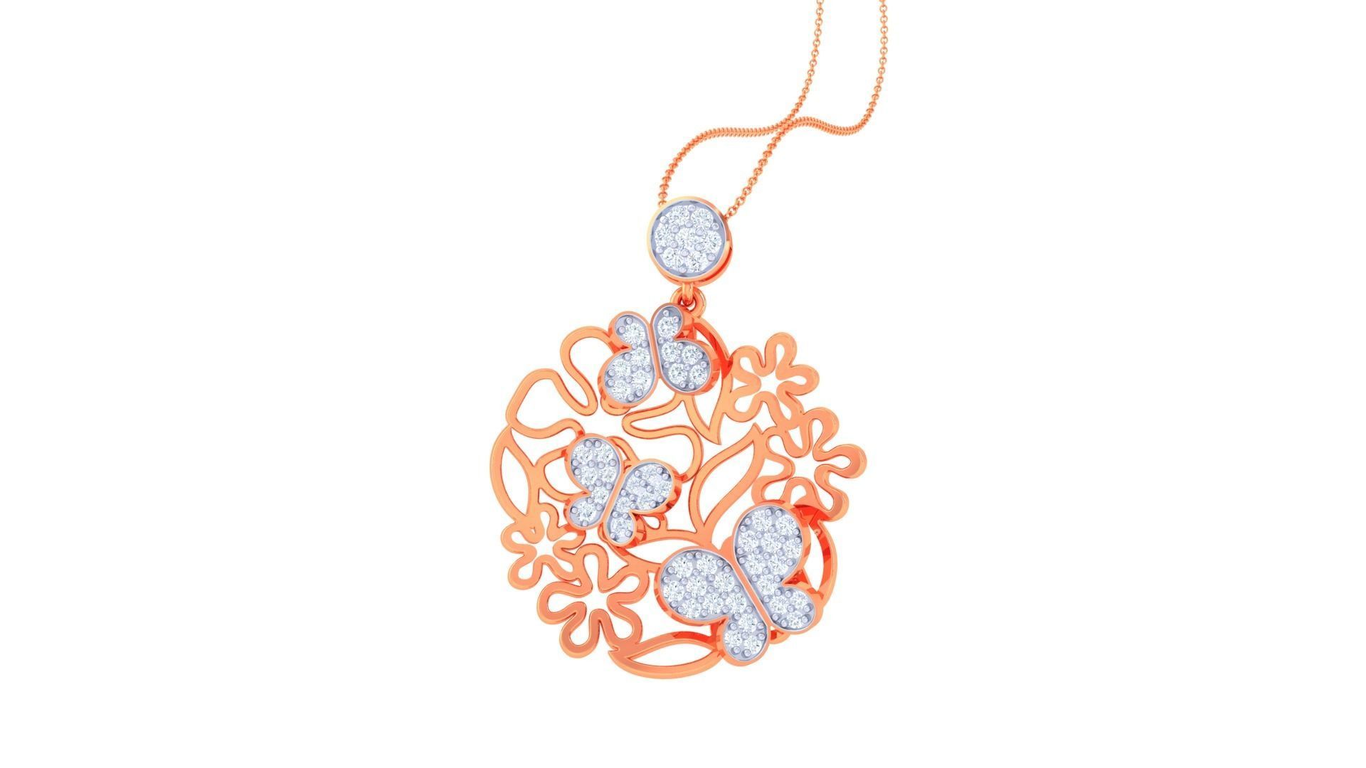 Butterfly Flower Mesh High Jewelry Pendant Earrings Set 3dm stl 3D print model_19