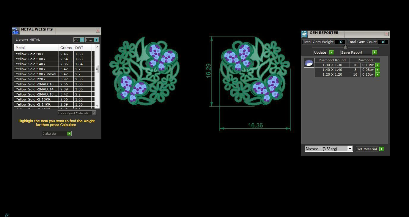 Butterfly Flower Mesh High Jewelry Pendant Earrings Set 3dm stl 3D print model_5