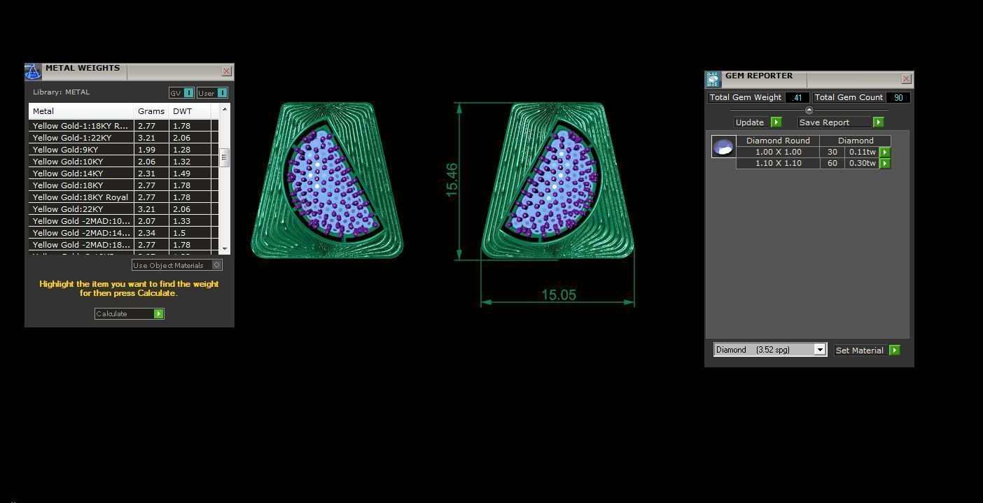 High Jewelry Pendant Earrings Set 3dm stl obj mtl gltf glb  3D print model_3