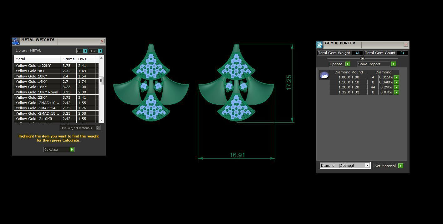 Christmas Tree High Jewelry Pendant Earrings Set 3dm stl obj mtl 3D print model_2