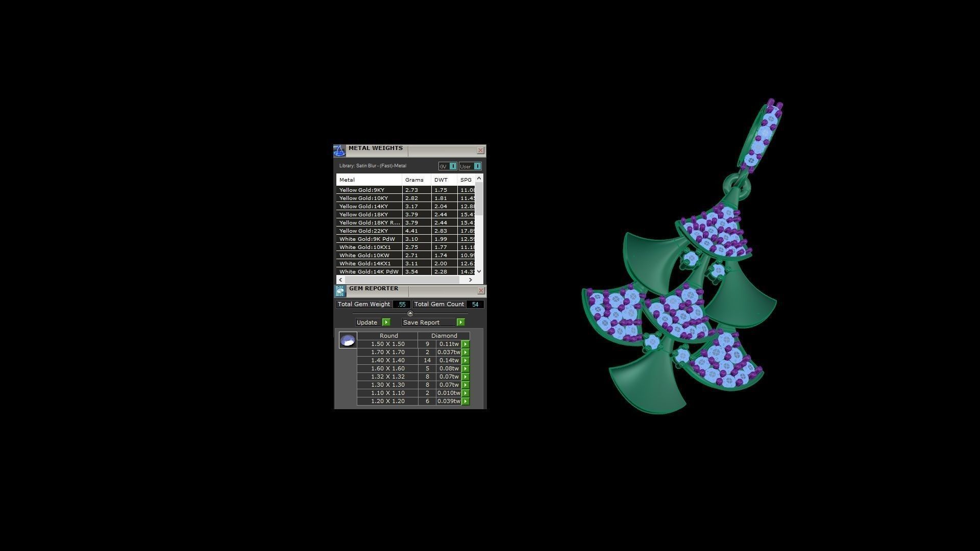 Christmas Tree High Jewelry Pendant Earrings Set 3dm stl obj mtl 3D print model_3