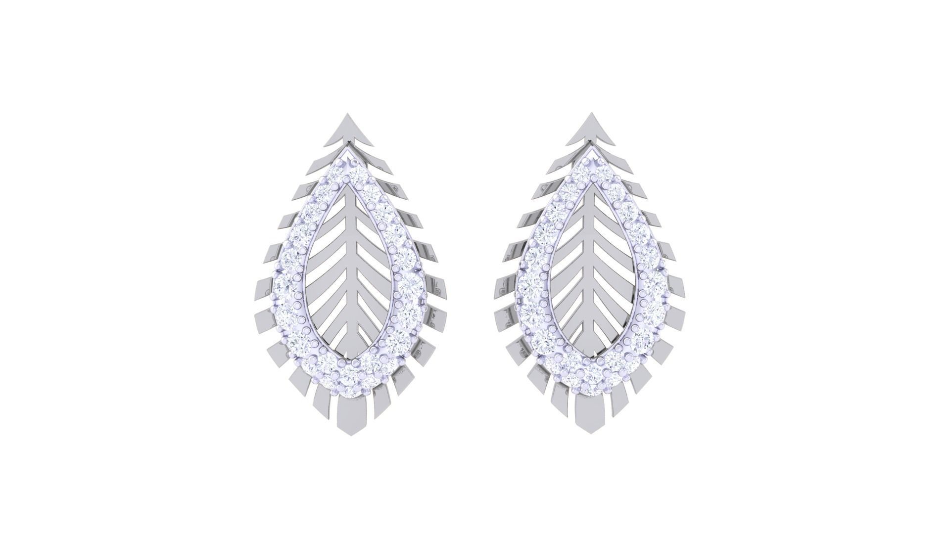 Leaf High Jewelry Pendant Earrings Set 3dm stl obj mtl gltf glb 3D print model_10