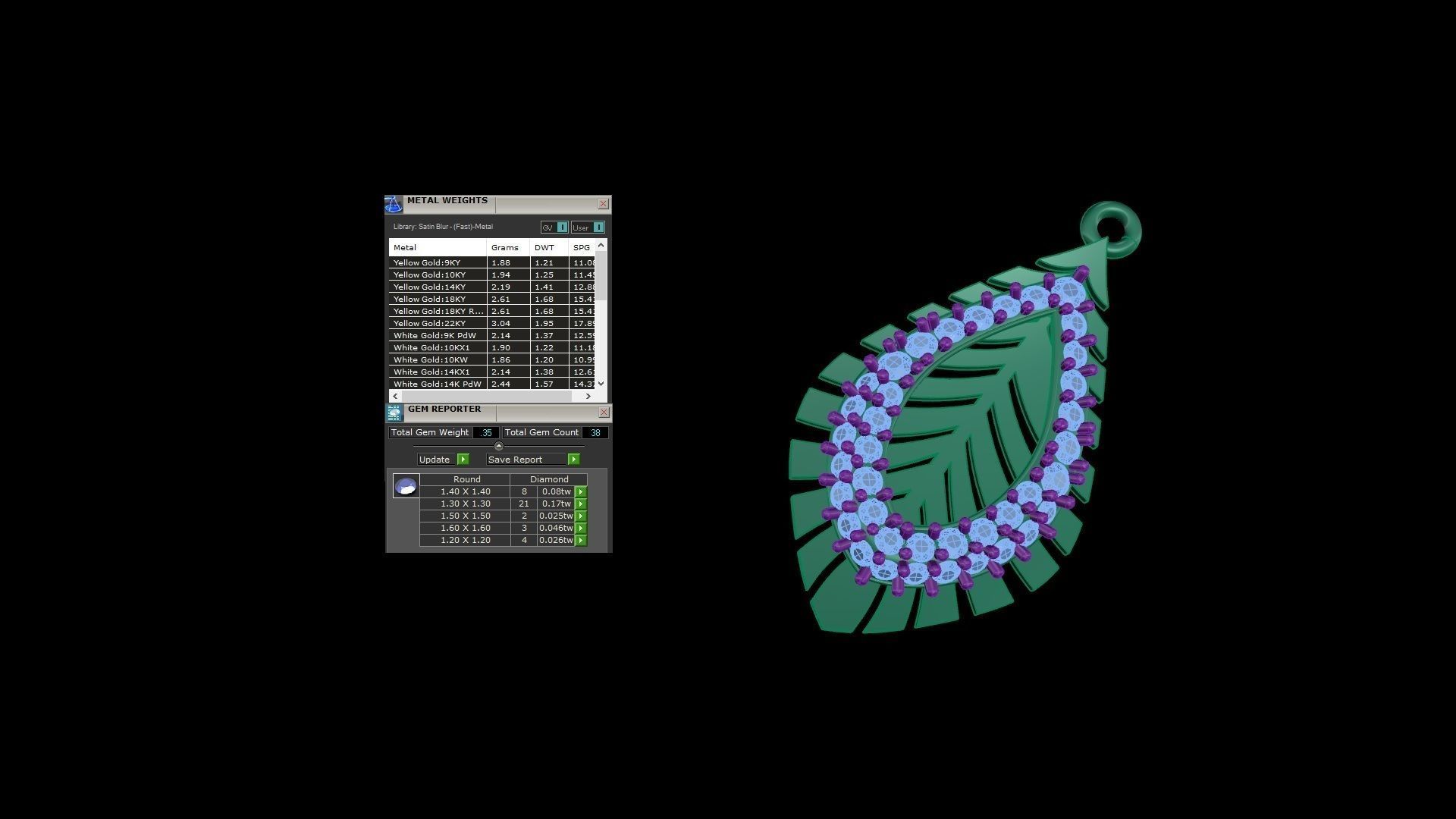 Leaf High Jewelry Pendant Earrings Set 3dm stl obj mtl gltf glb 3D print model_2