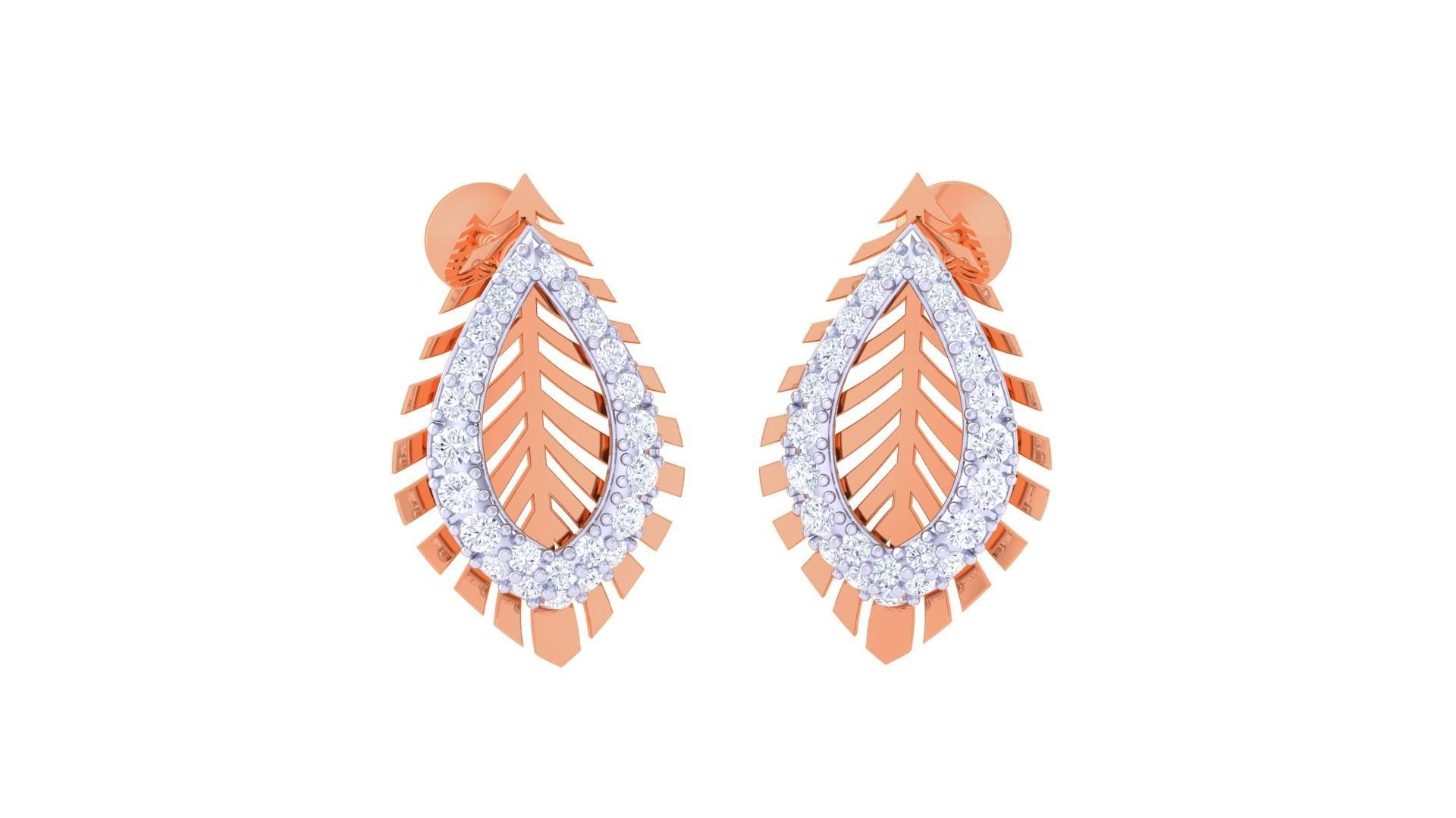 Leaf High Jewelry Pendant Earrings Set 3dm stl obj mtl gltf glb 3D print model_1