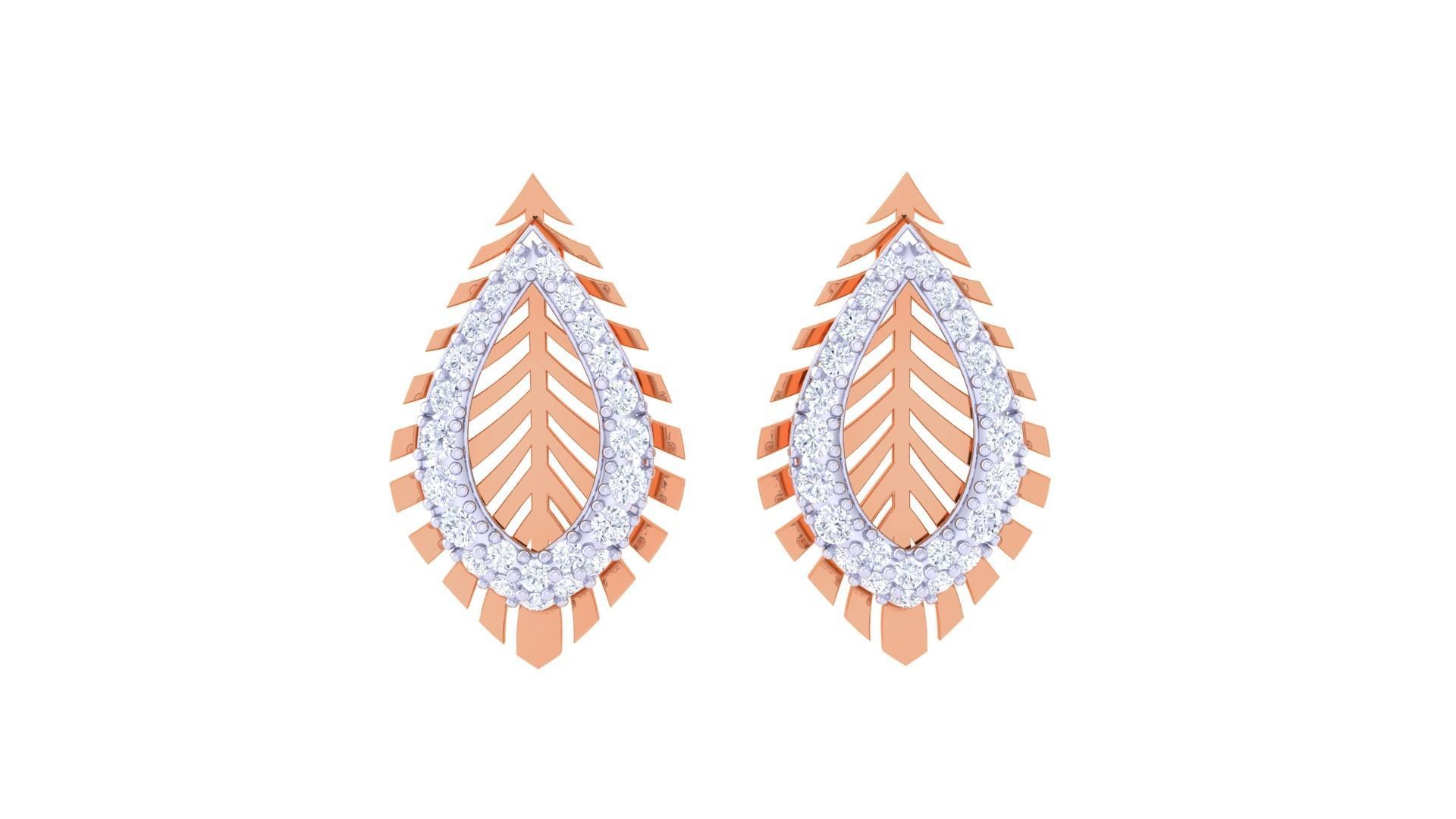 Leaf High Jewelry Pendant Earrings Set 3dm stl obj mtl gltf glb 3D print model_11