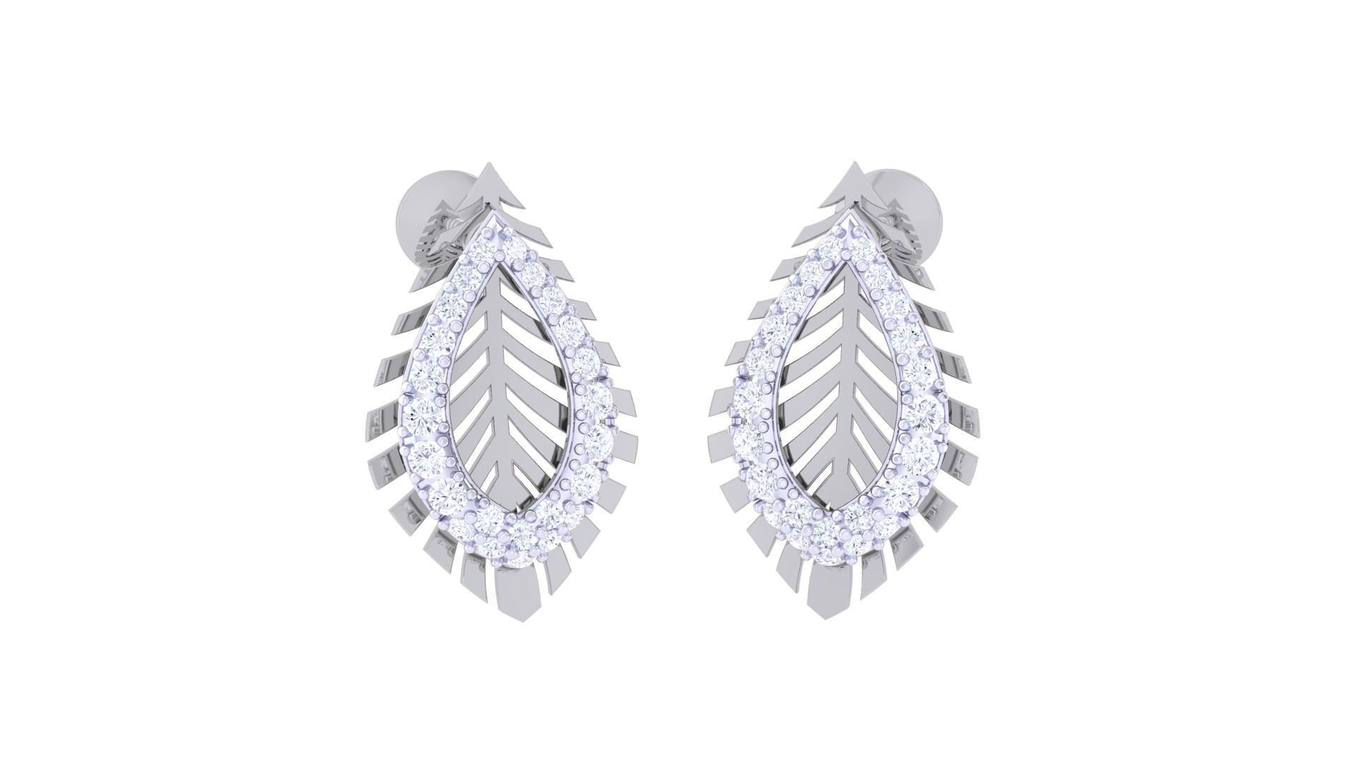 Leaf High Jewelry Pendant Earrings Set 3dm stl obj mtl gltf glb 3D print model_8